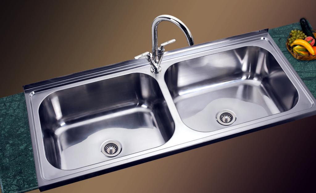 A clean stainless steel kitchen sink is another use for our environmentally safe water stain remover product